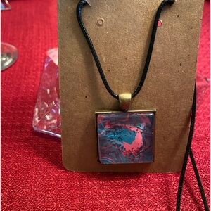 NEW Unique One-of-a-kind Handmade square shaped pendant necklace.